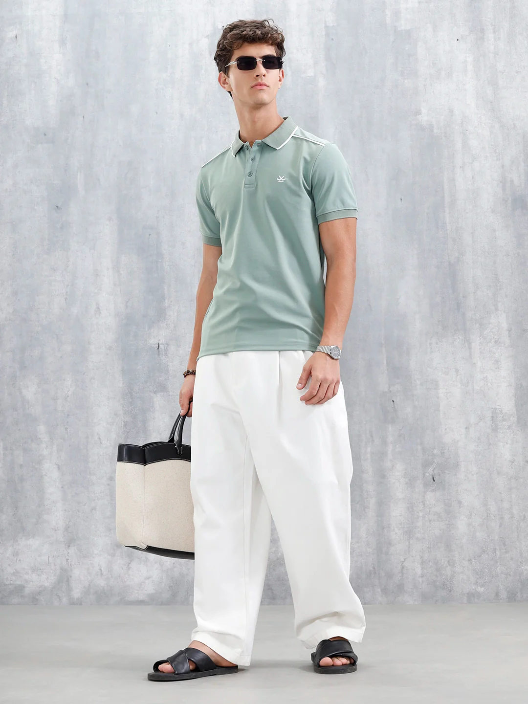 Polo T-Shirt With Contrast Trim Details | Green - Image 2
