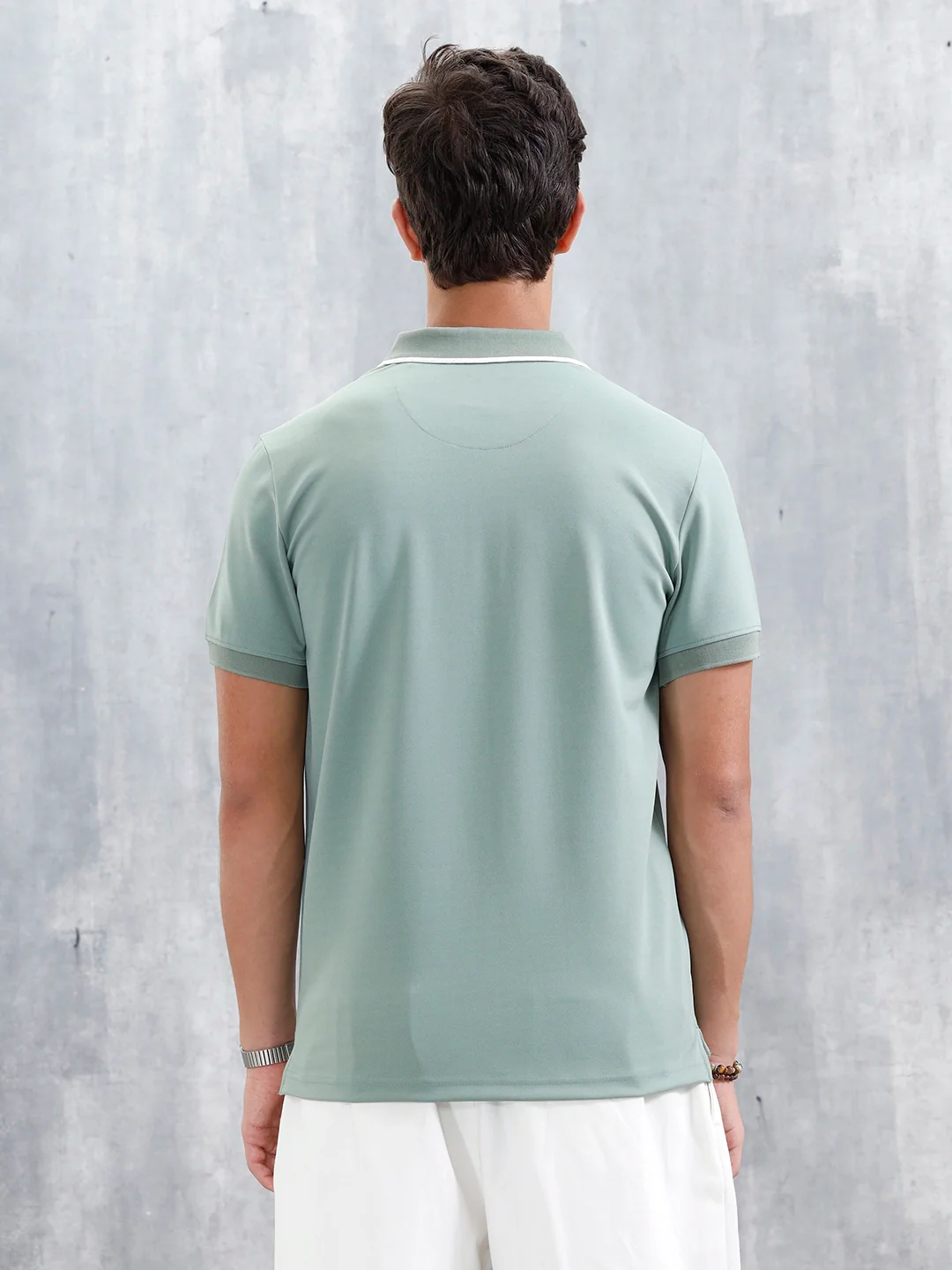 Polo T-Shirt With Contrast Trim Details | Green - Image 3