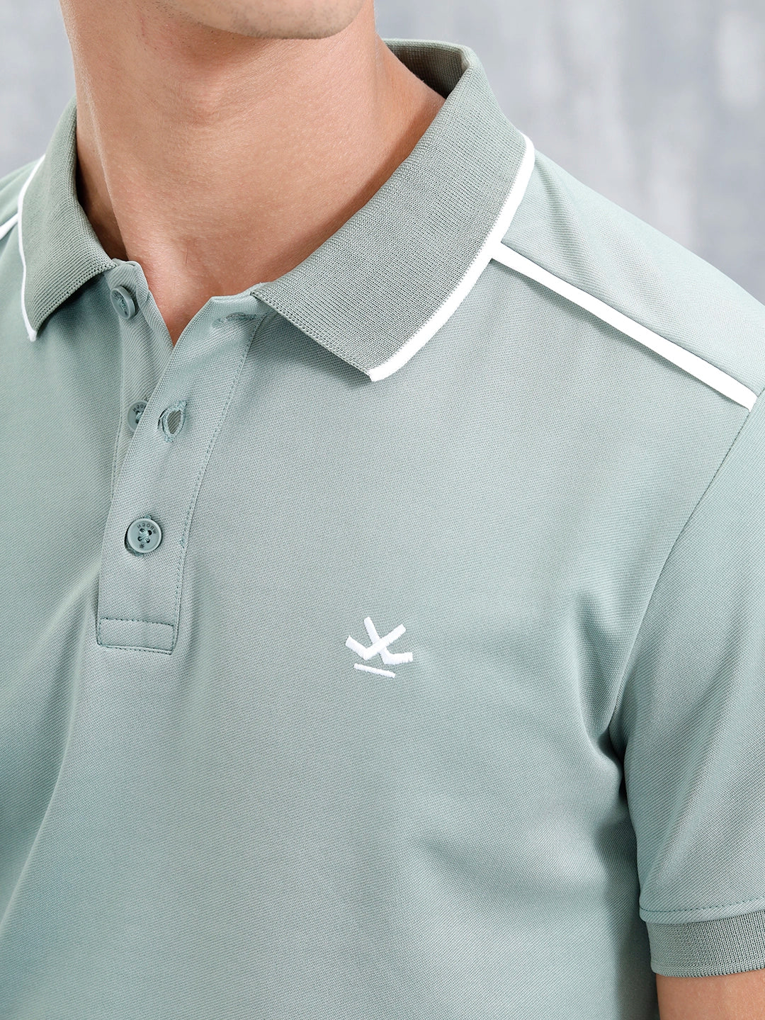 Polo T-Shirt With Contrast Trim Details | Green - Image 5