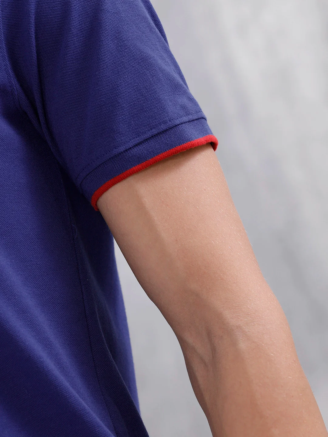 Polo T-Shirt With Contrast Trim Details | Navy Blue - Image 5