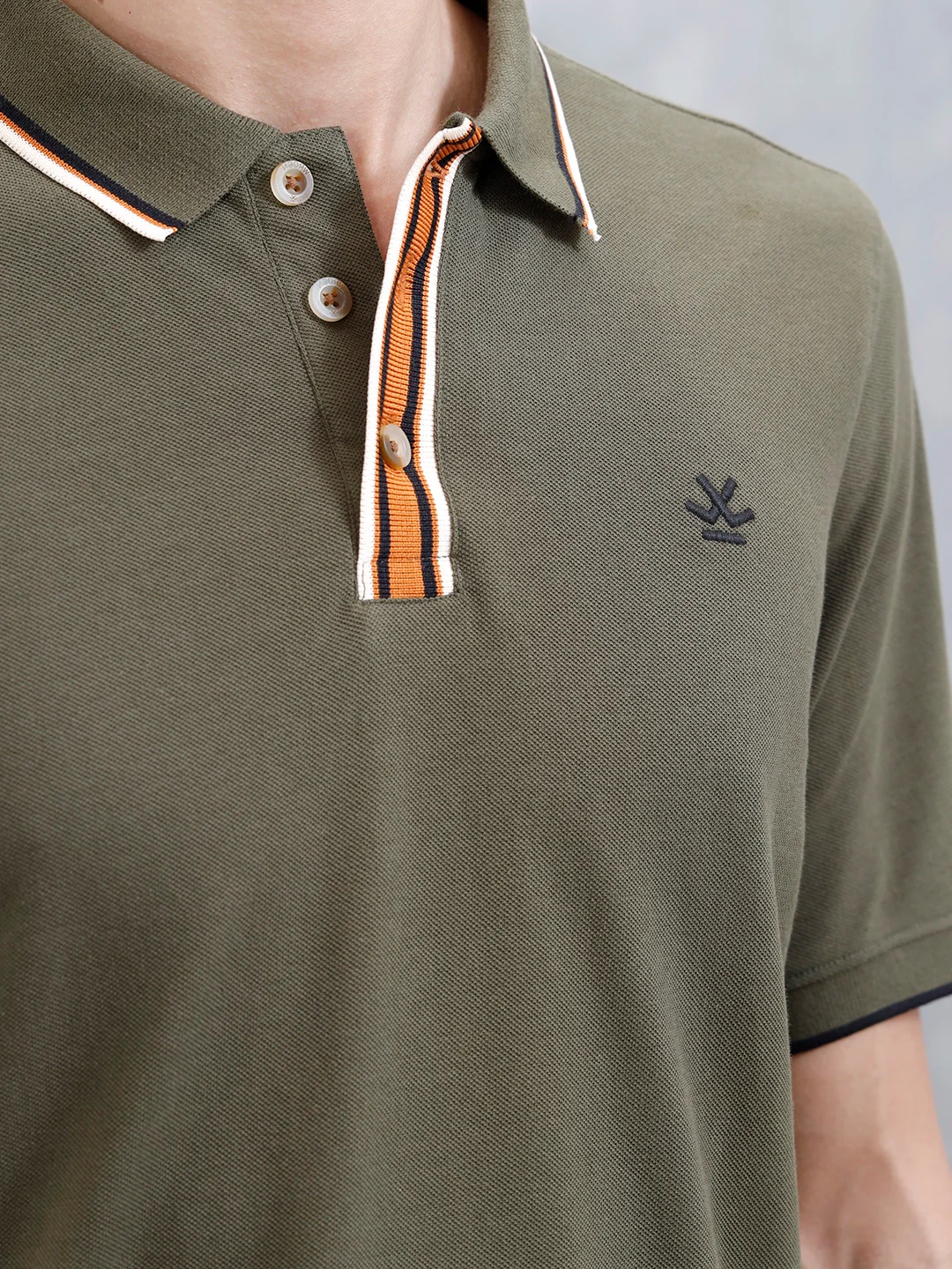 Polo T-Shirt With Contrast Trim Details | Olive - Image 5
