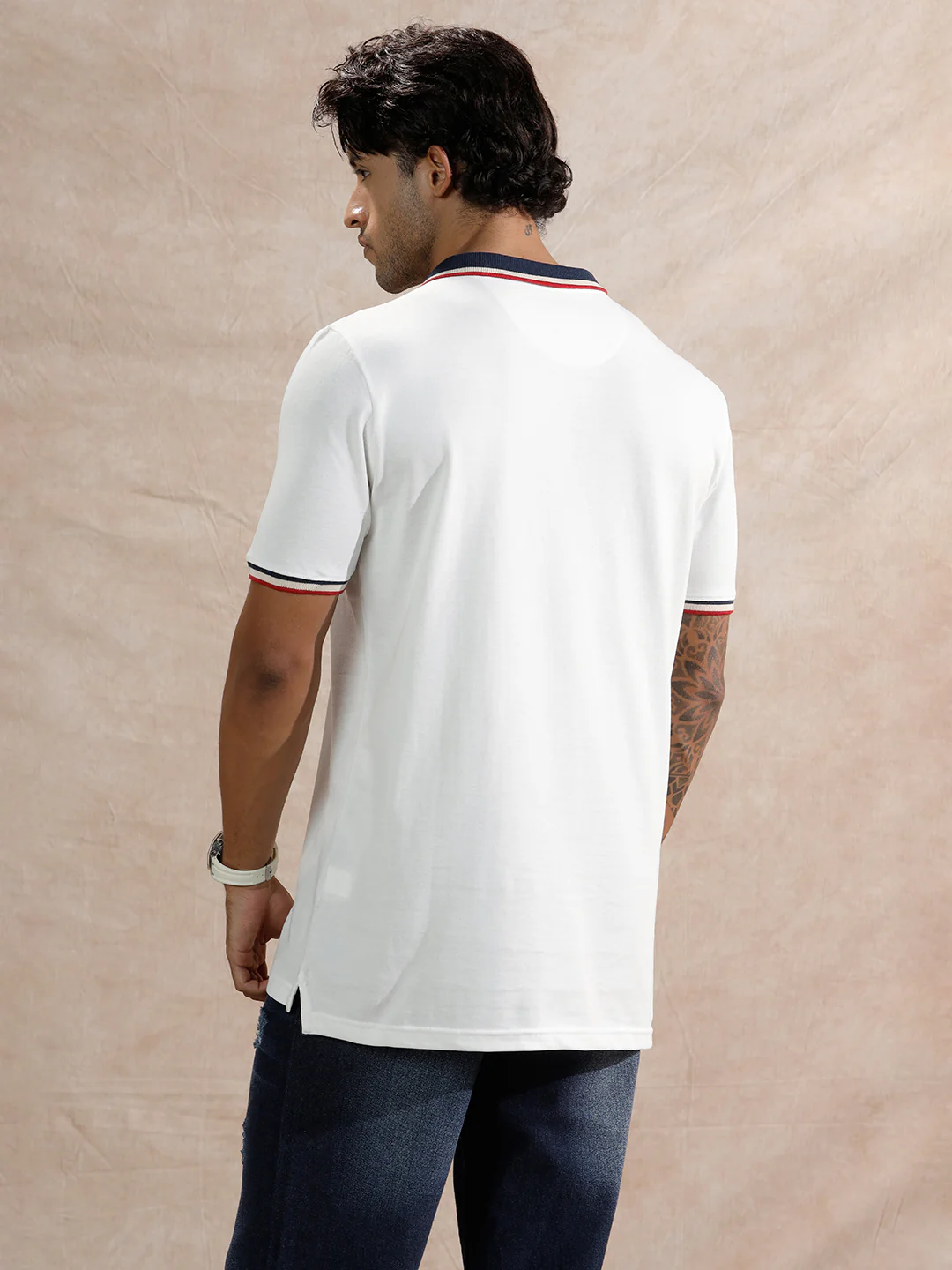 Pop Tipping Collar Polo T-Shirt | White - Image 3