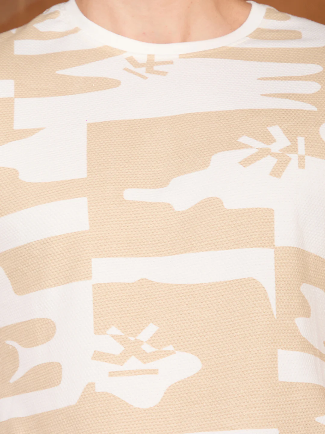 Popcorn Textured AOP T-Shirt | Off White - Image 5