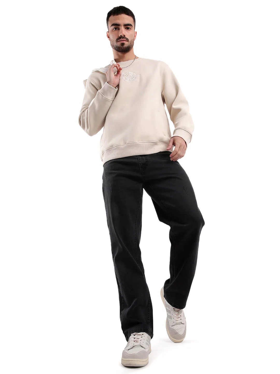 Premium Beige Emroidered Sweatshirt - Image 2