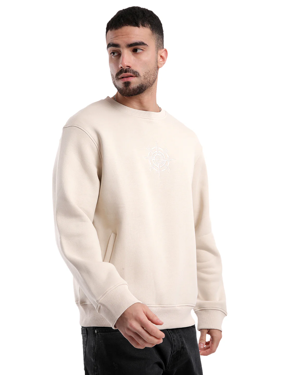 Premium Beige Emroidered Sweatshirt - Image 4