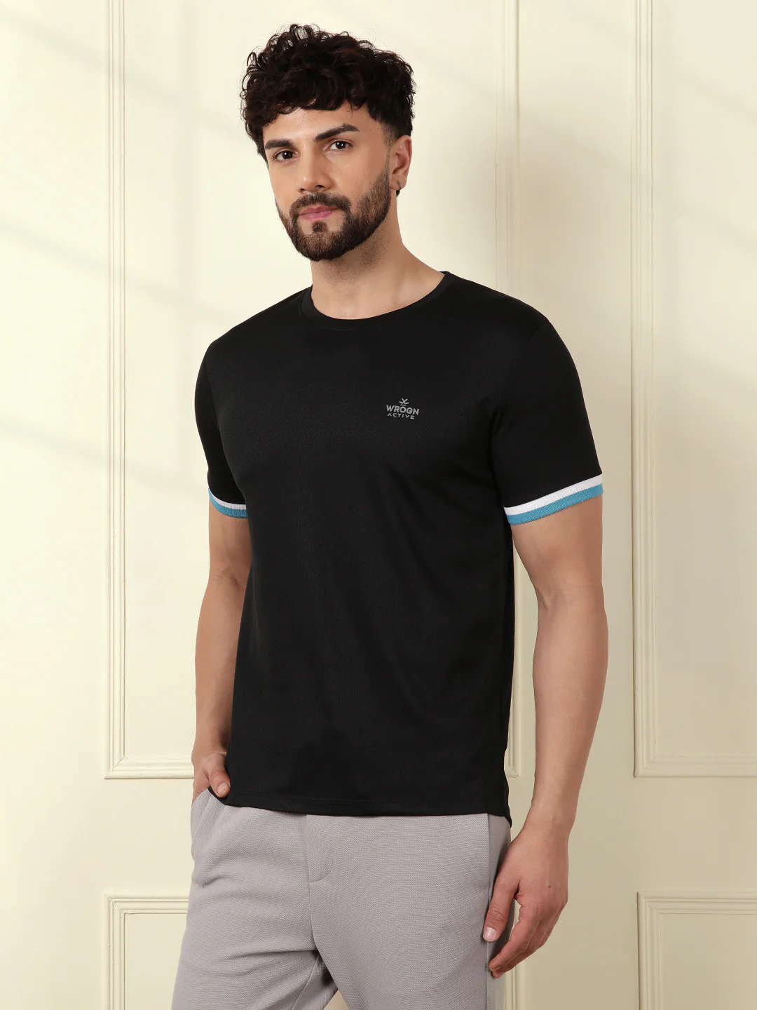 Premium Black Contrast Sleeve T-Shirt - Image 4