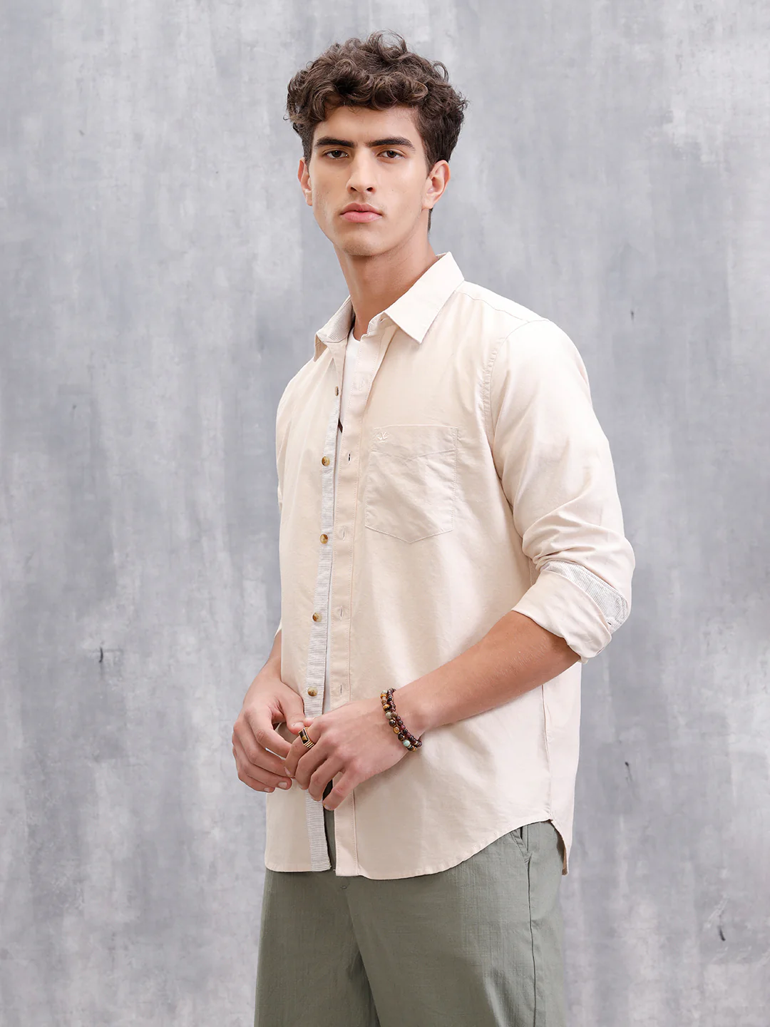 Premium Oxford Shirt In Slim Fit | Beige - Image 5