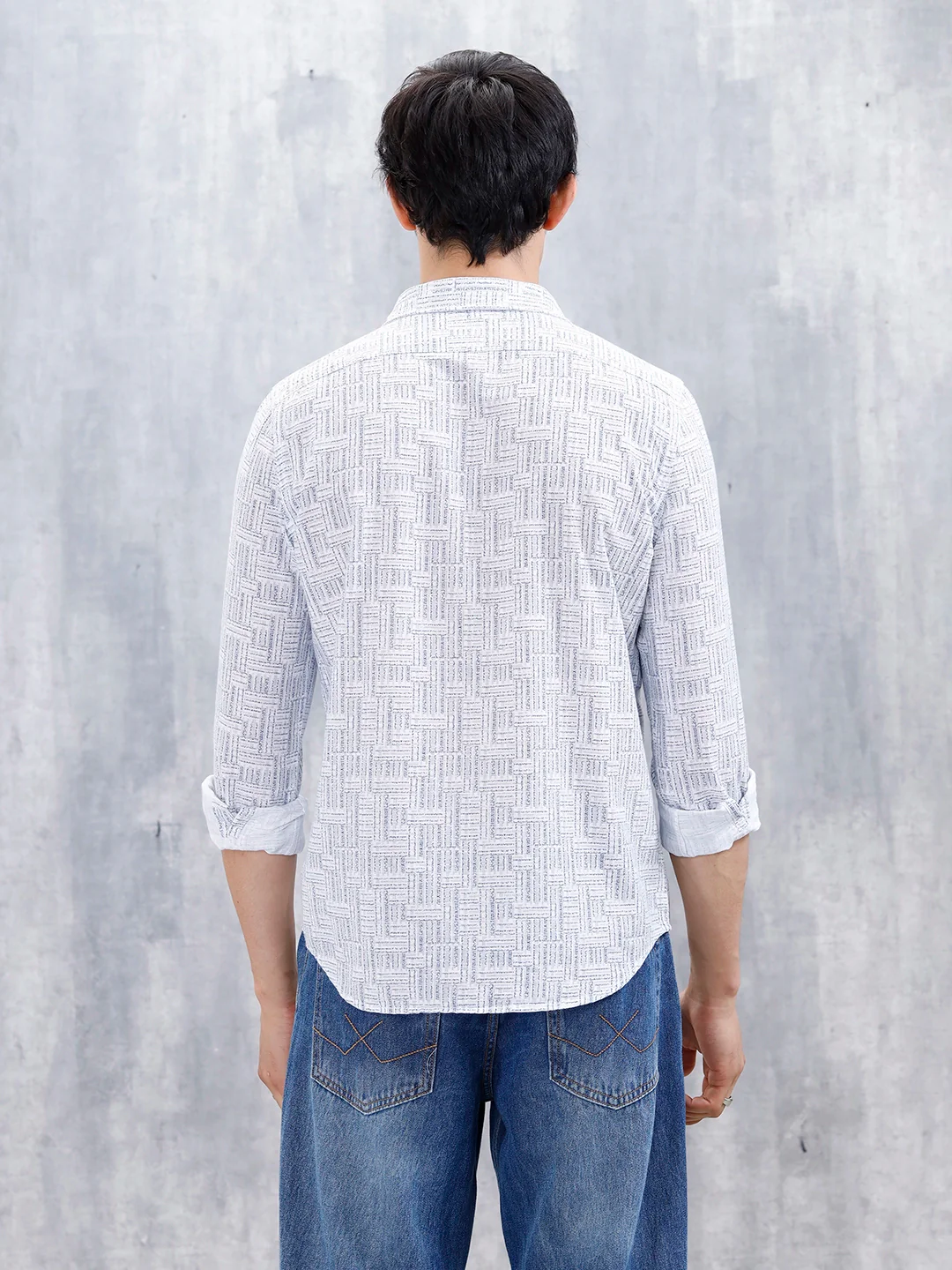 Printed Men's Casual Slim Fit Shirt | Blue - Image 3