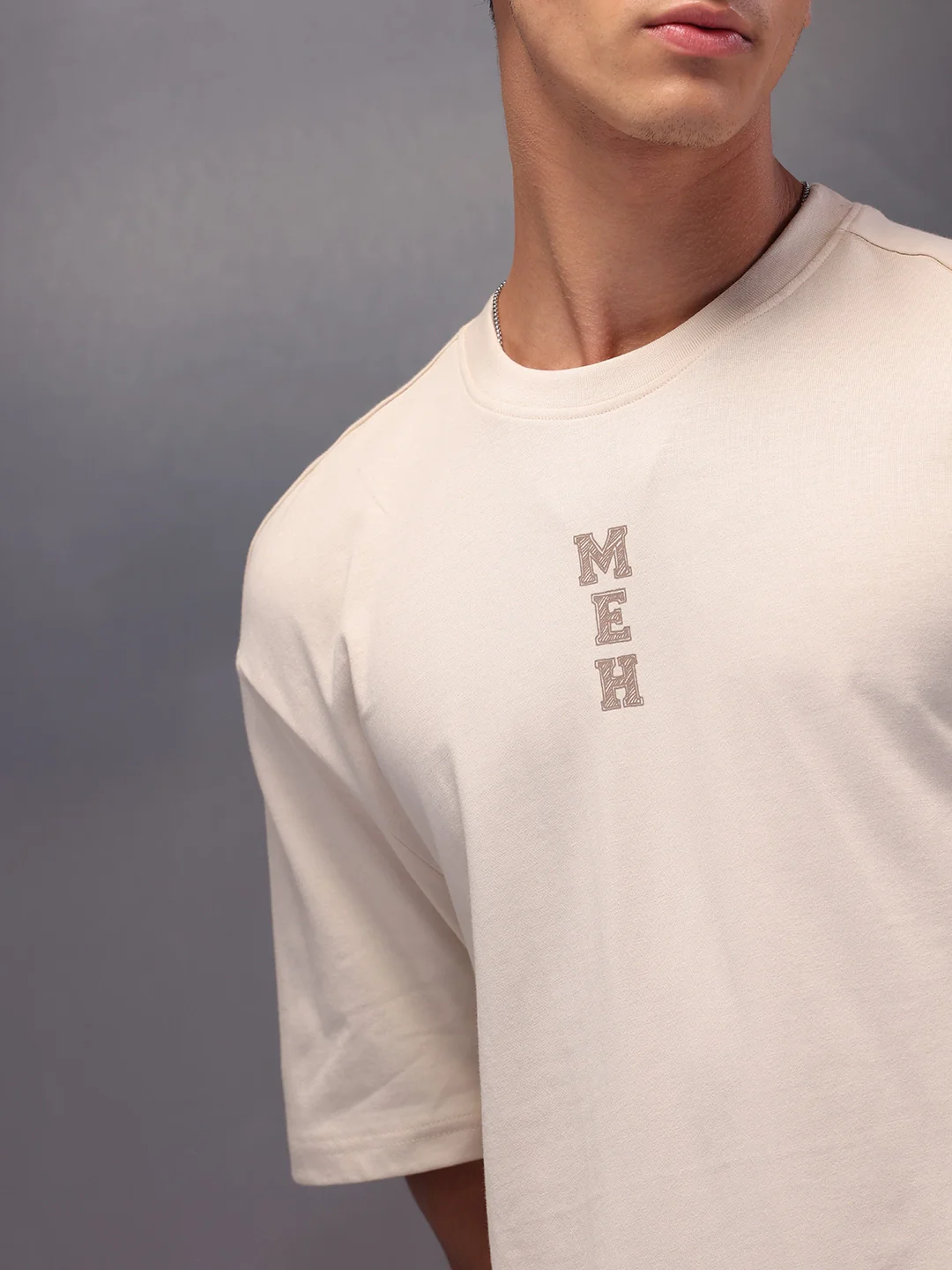 Printed Patchwork Oversized T-Shirt | Beige - Image 5