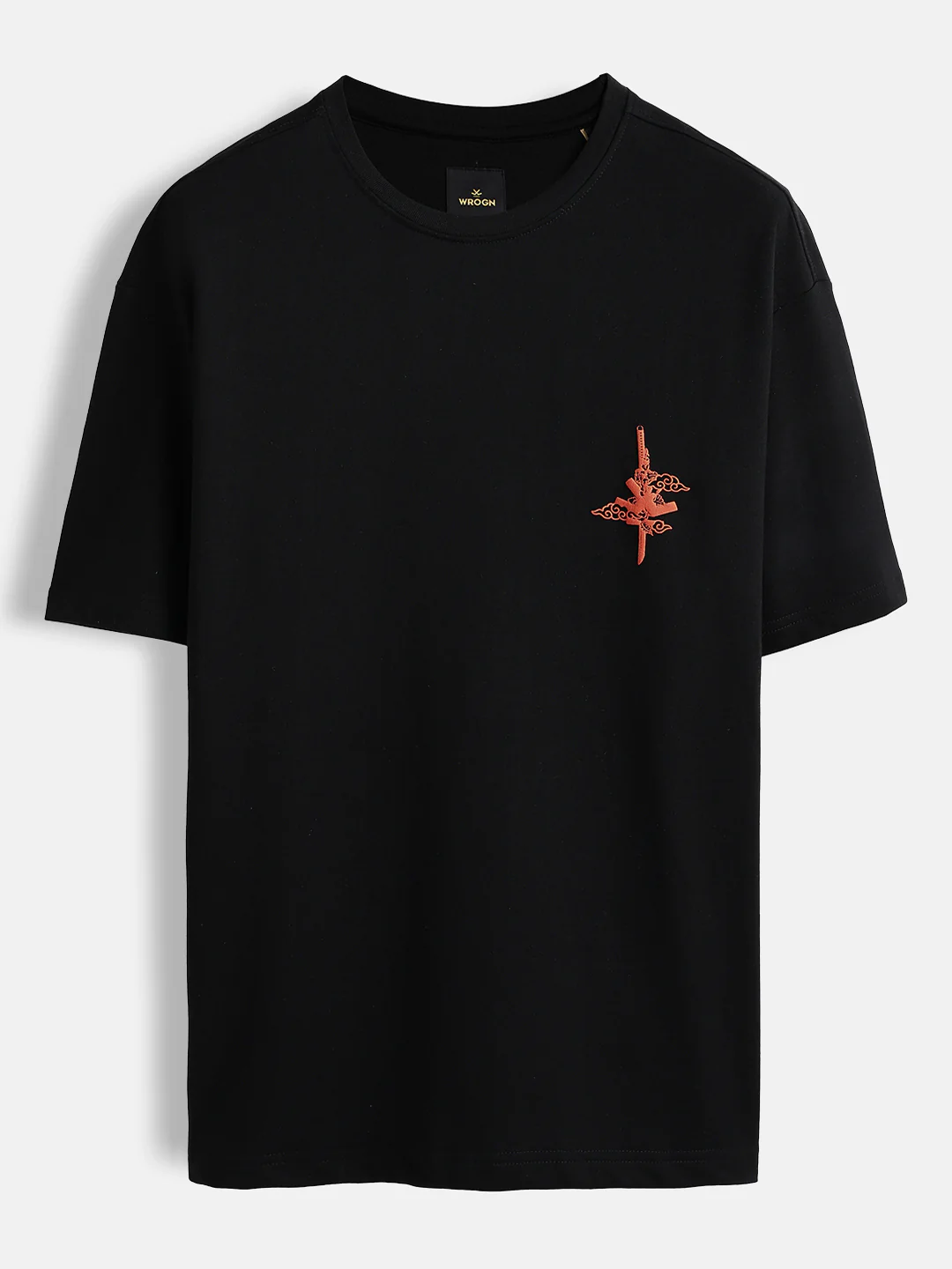 Puff print chest motif oversized tshirt | Black - Image 8