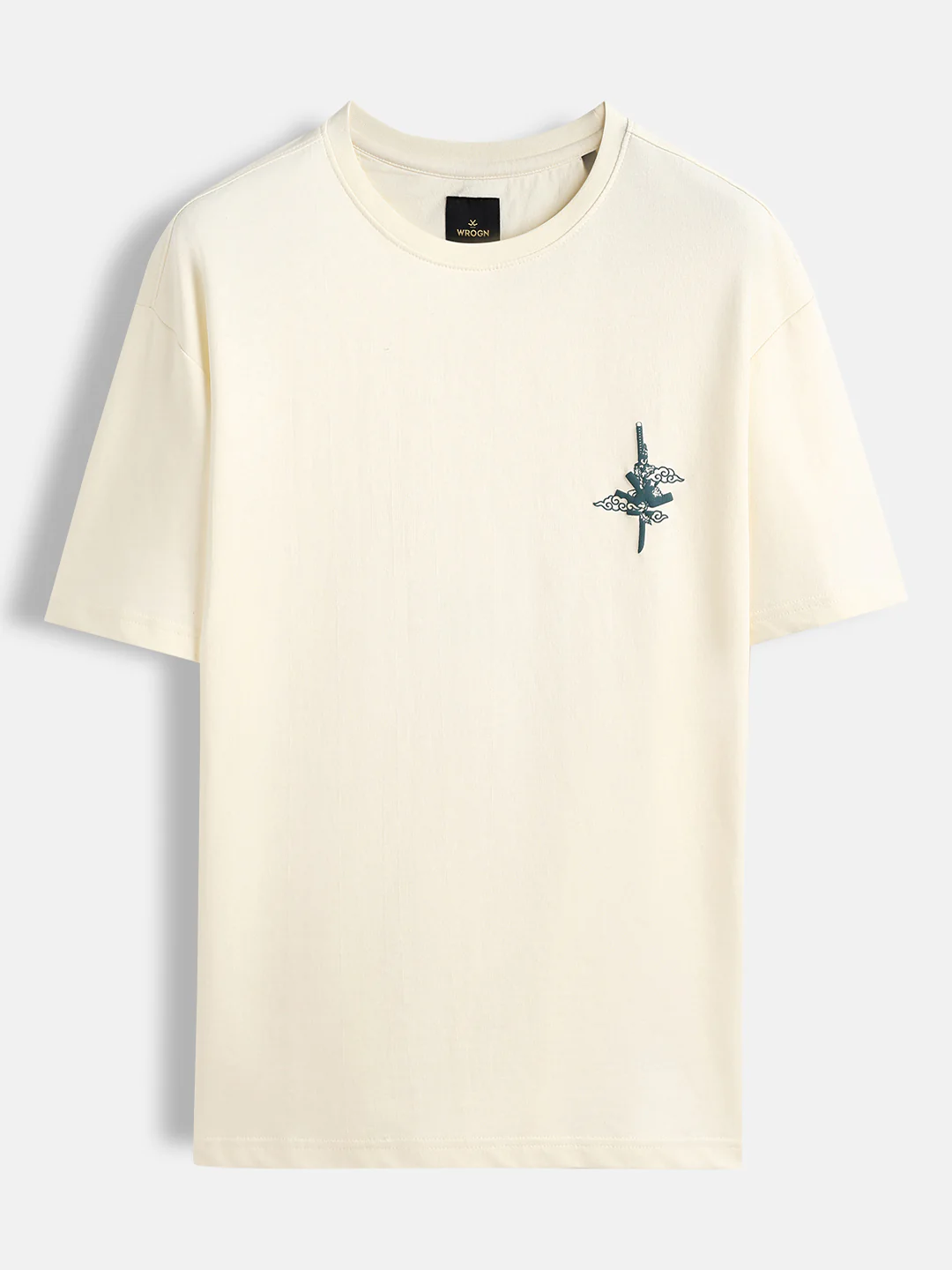 Puff print chest motif oversized tshirt | Off white - Image 7