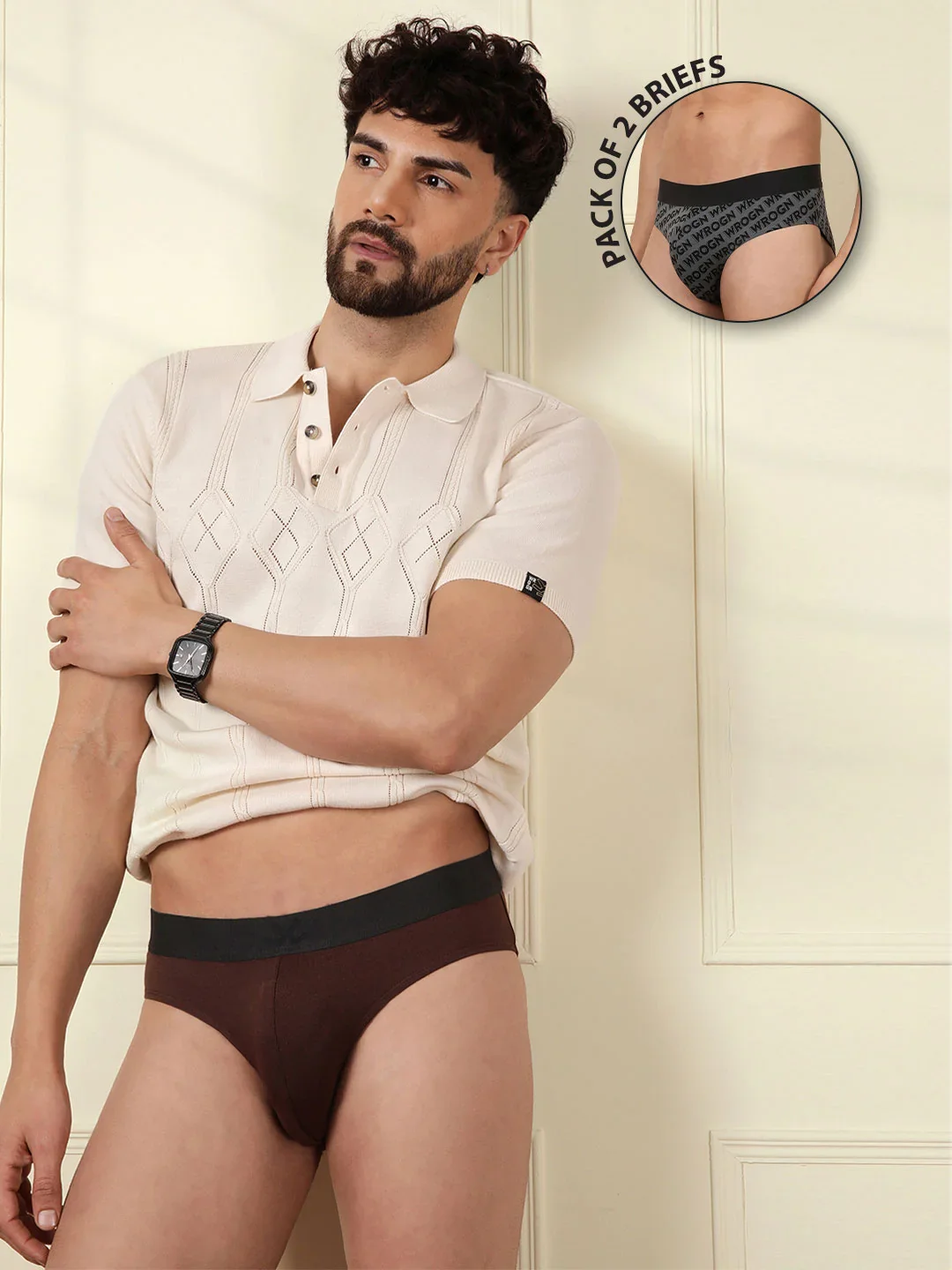 Pure Comfort Solid & Print Pack of 2 Briefs - Image 3