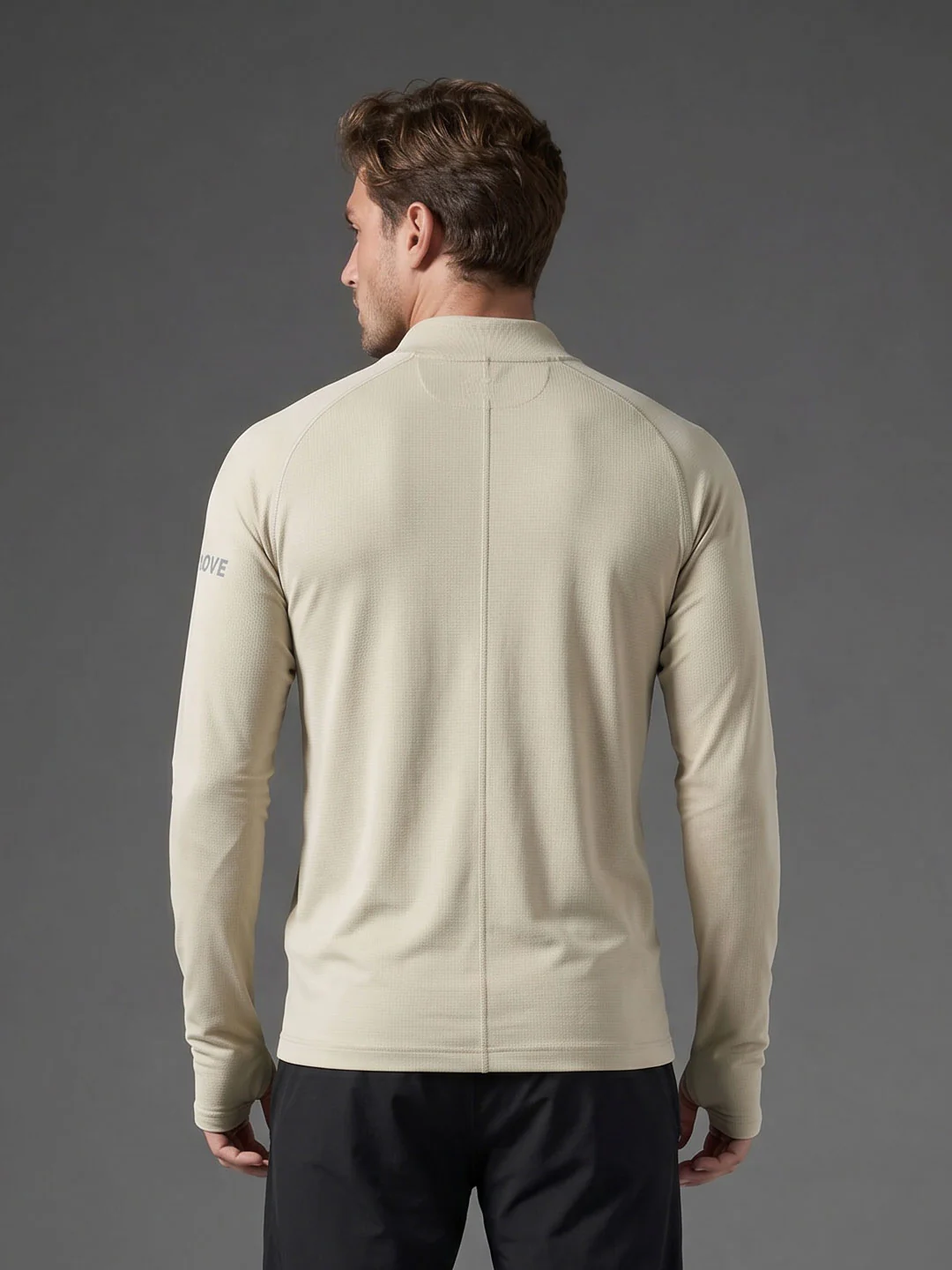 Quarter Zip Sweatshirt | Beige - Image 3