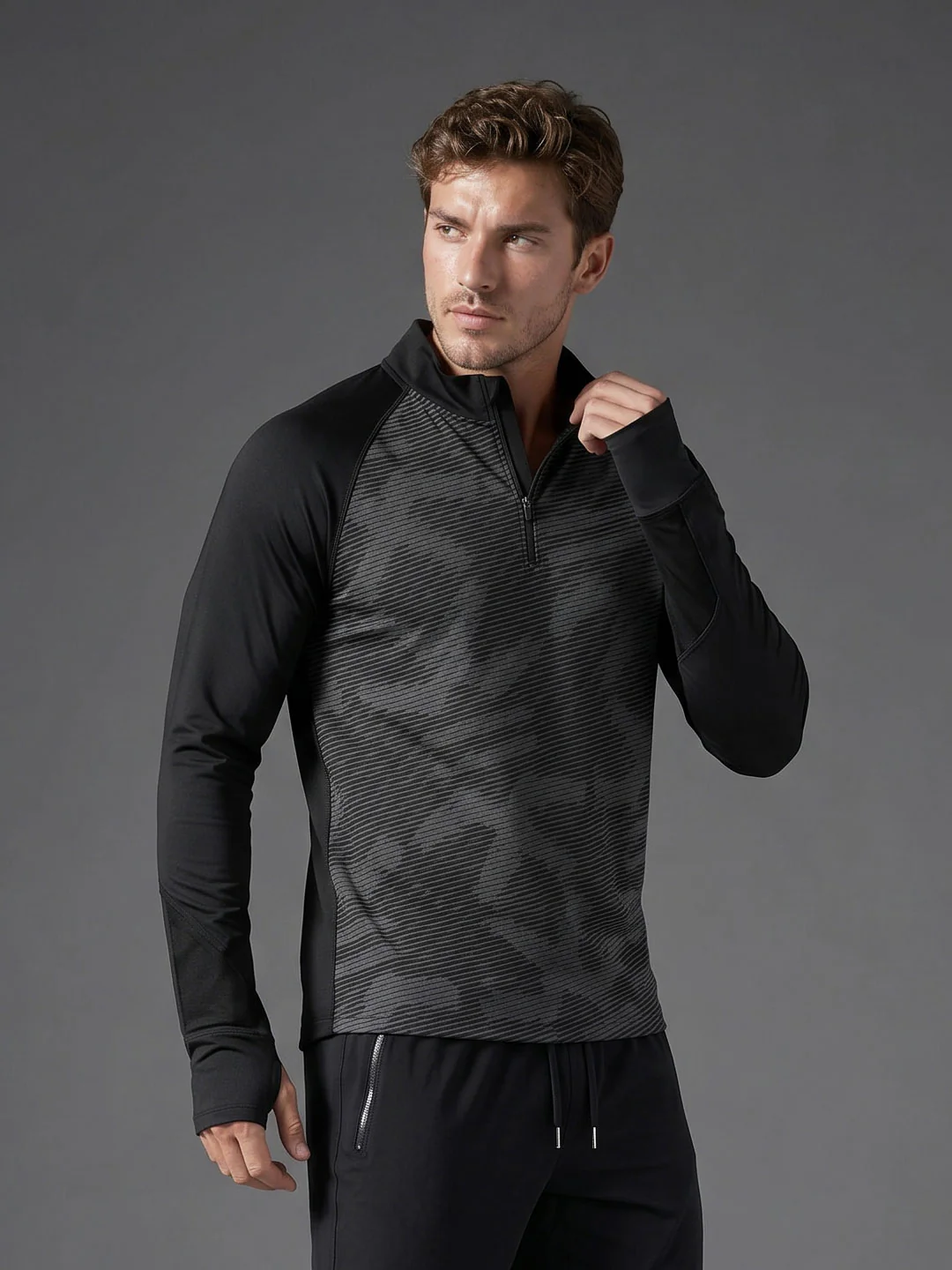 Quarter Zip Sweatshirt | Black - Image 4