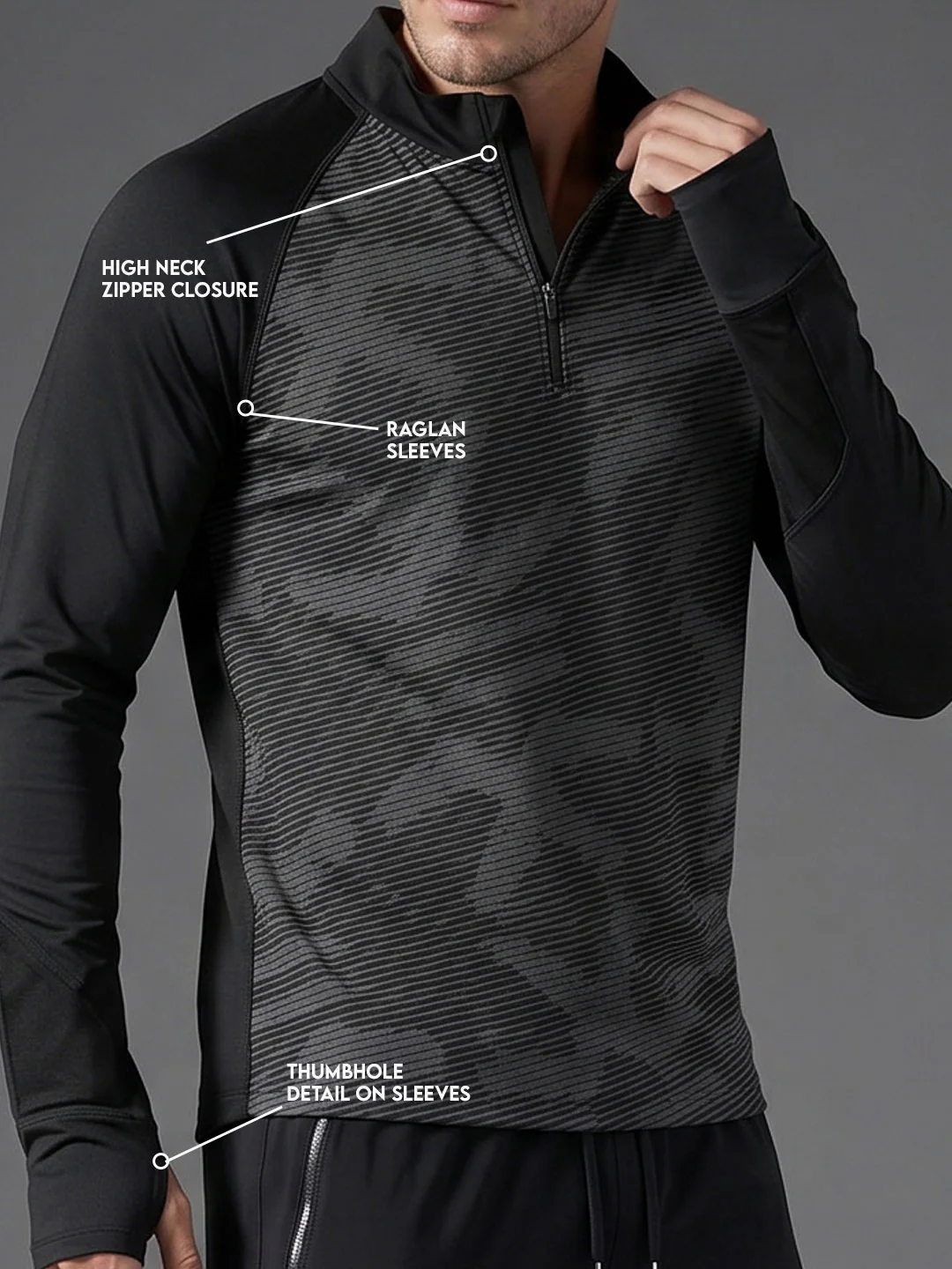 Quarter Zip Sweatshirt | Black - Image 5