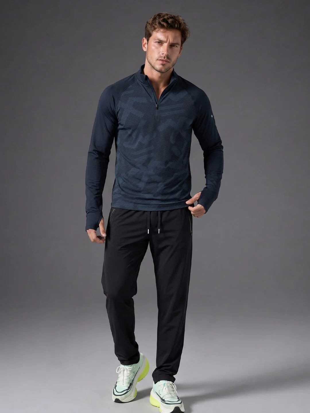 Quarter Zip Sweatshirt | Navy Blue - Image 2