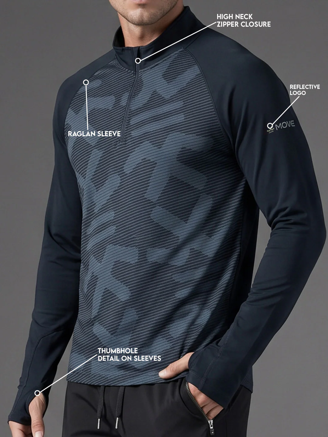 Quarter Zip Sweatshirt | Navy Blue - Image 4