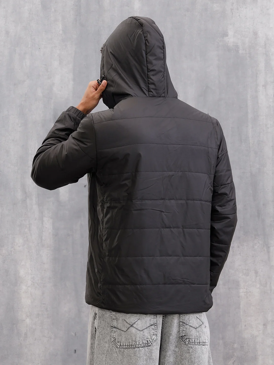 Quilted Jacket With Front Knitted Tape Detail | Black - Image 4