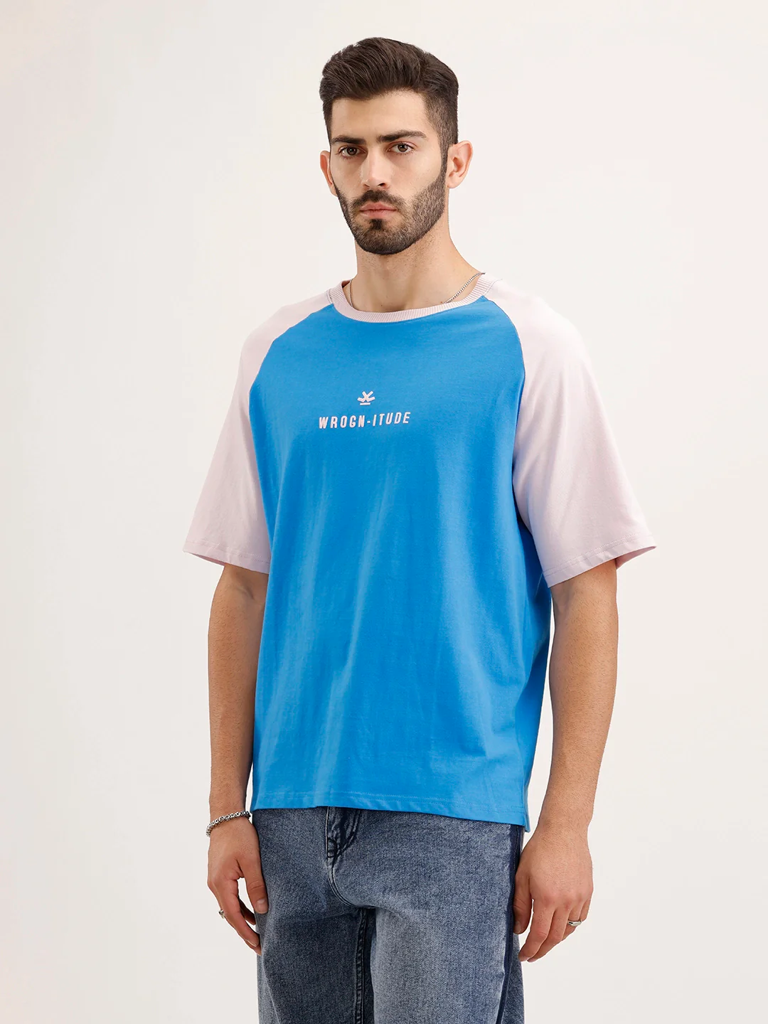 Raglan Collar Oversized T-Shirt | Blue - Image 4