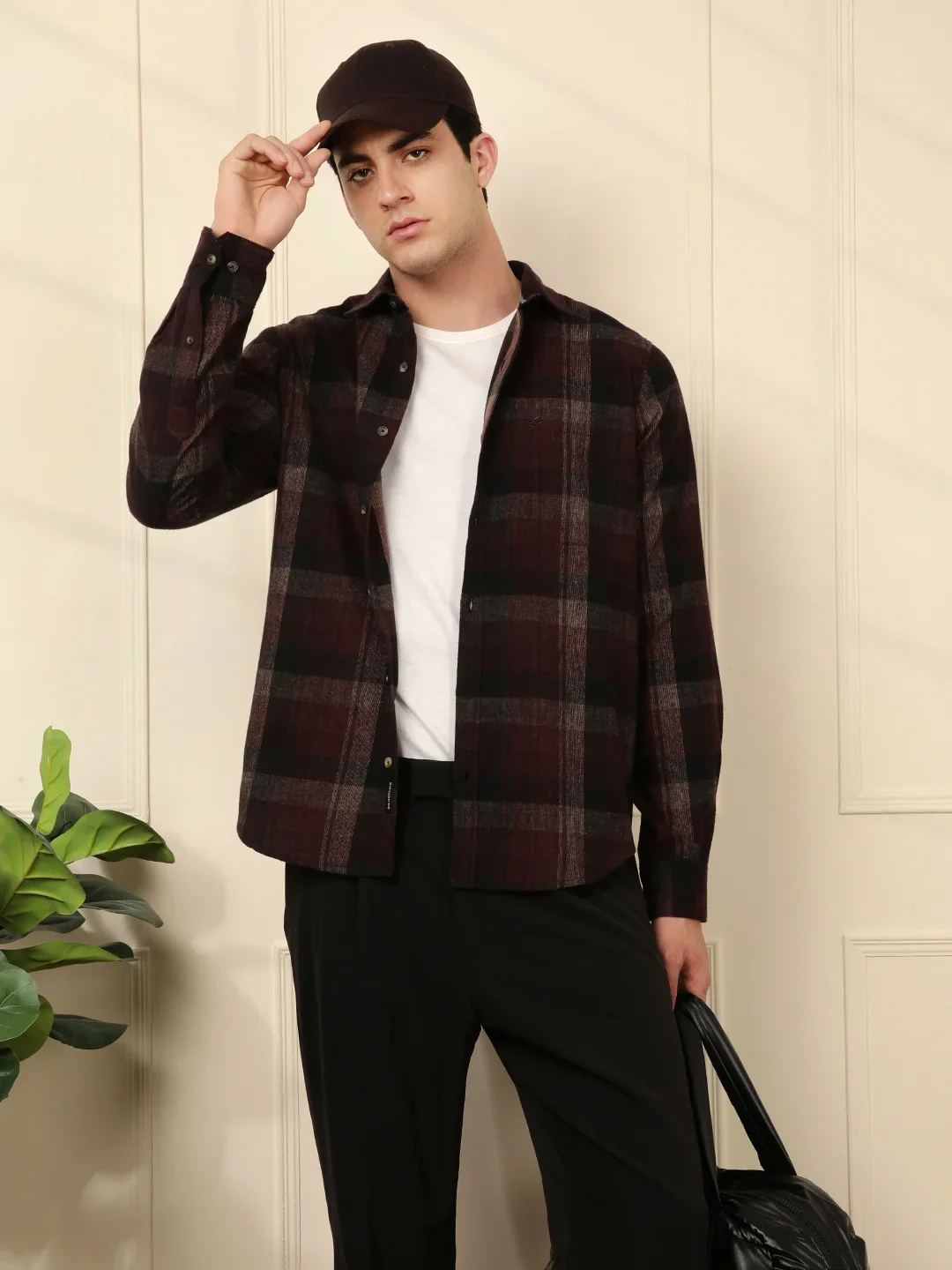 Red Blend Checked Cotton Shirt - Image 3