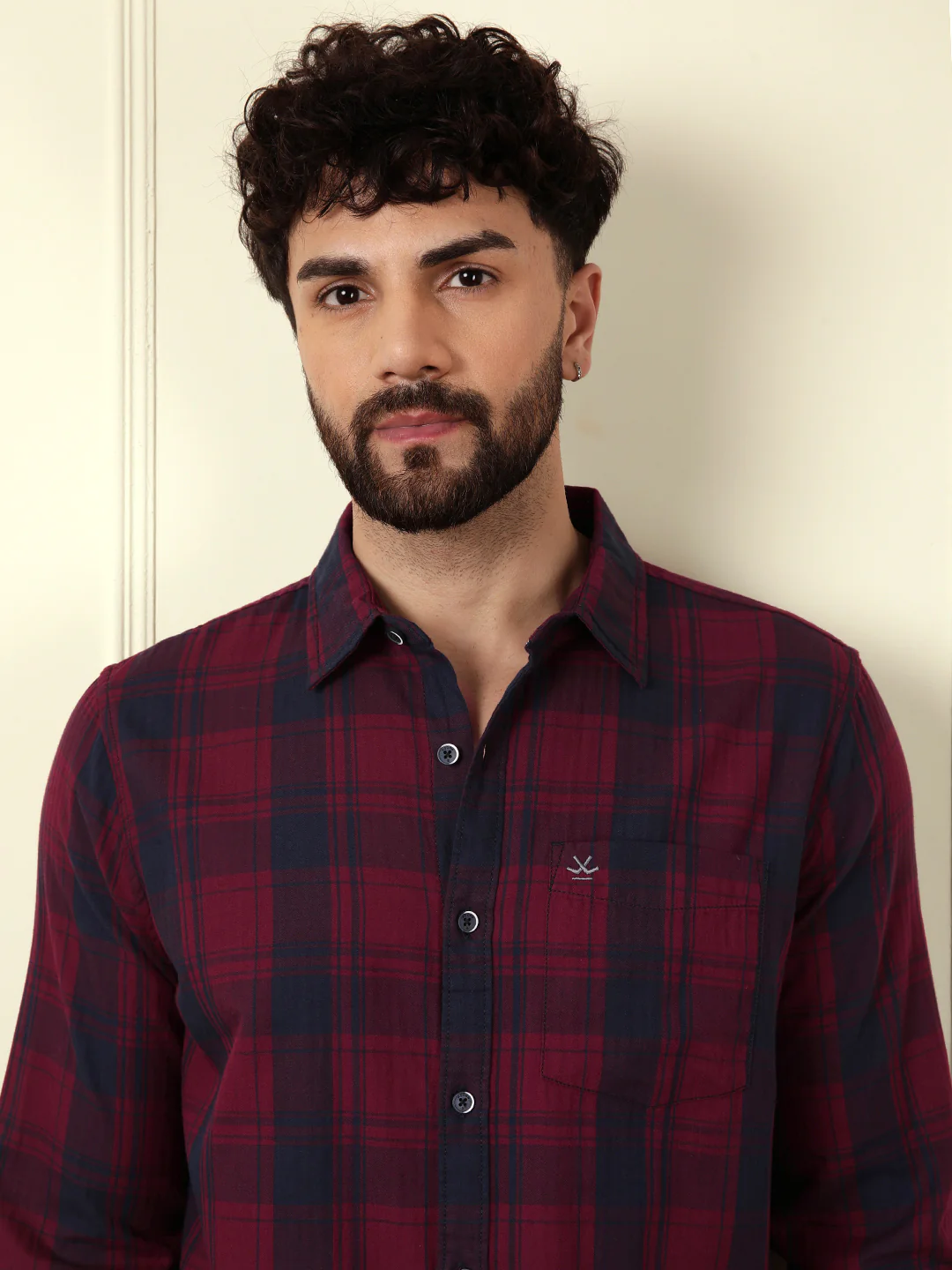 Casual Textured Full Sleeve Shirt | Red - Image 2