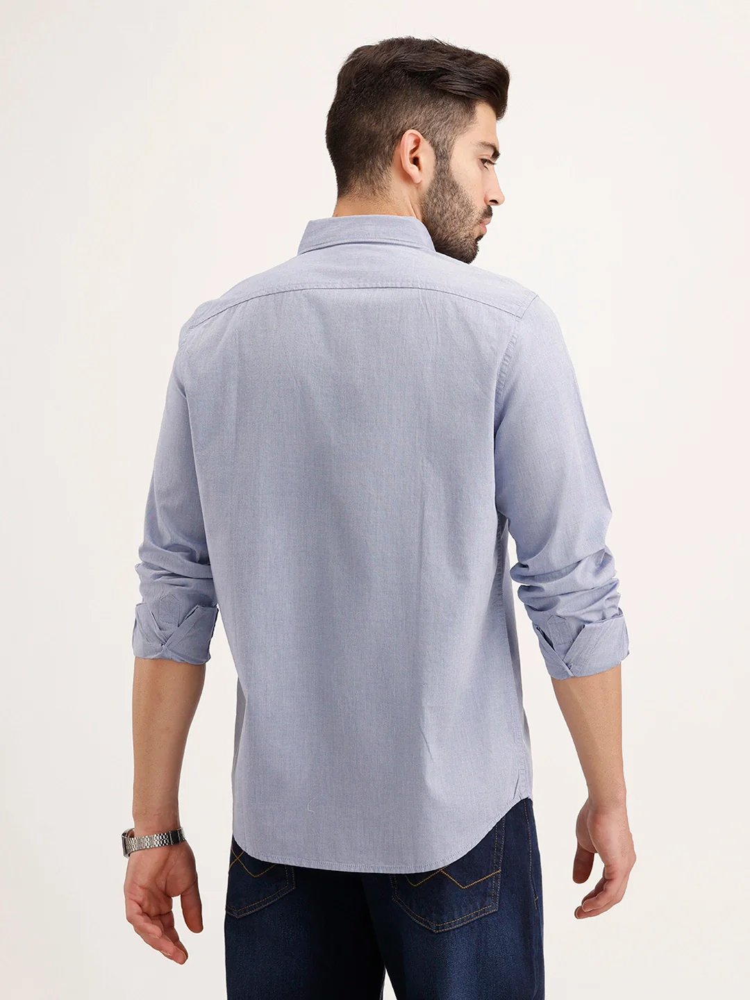 Regular Fit 100% Cotton Shirt | Blue - Image 3