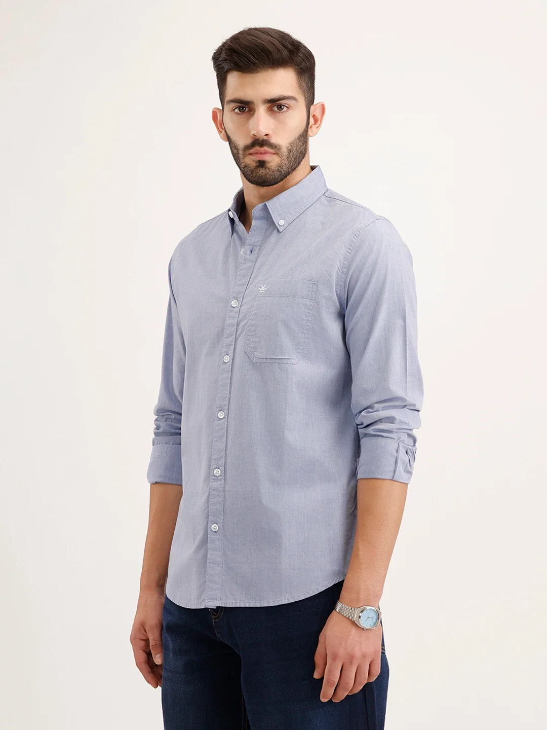 Regular Fit 100% Cotton Shirt | Blue - Image 4