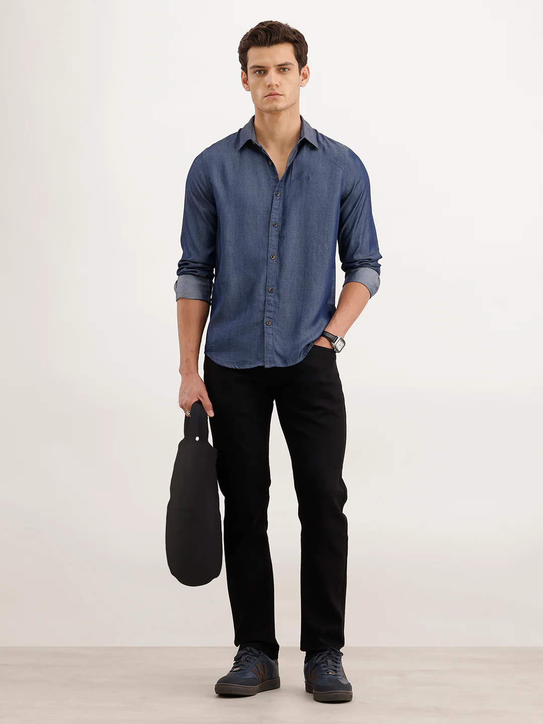 Regular Fit 100% Lyocell Shirt  | Navy Blue - Image 2