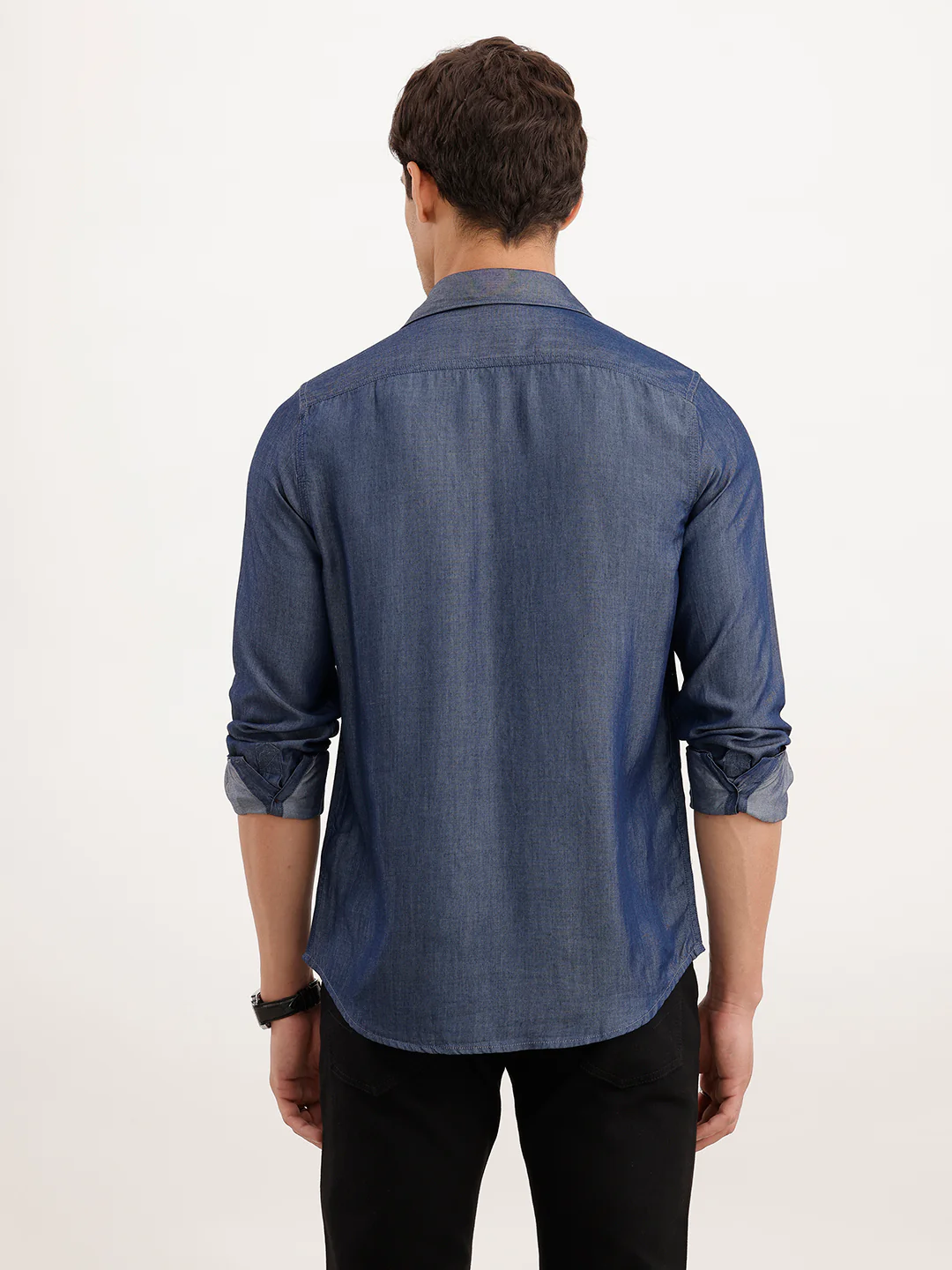 Regular Fit 100% Lyocell Shirt  | Navy Blue - Image 3
