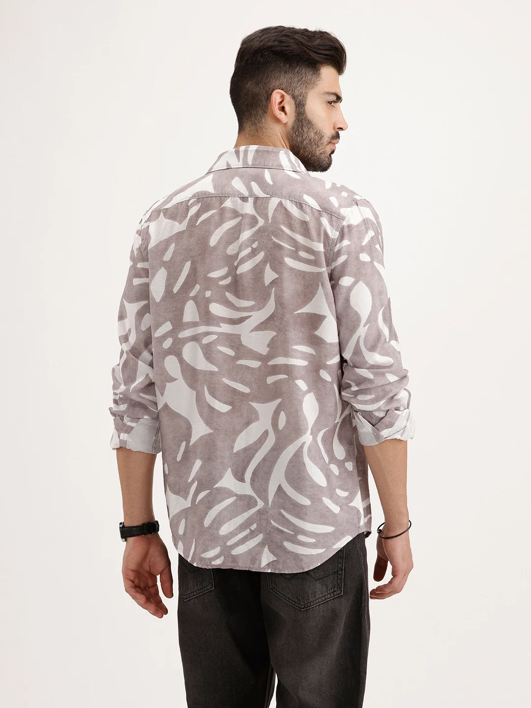 Regular Fit AOP Full Sleeve Shirt | Brown - Image 3