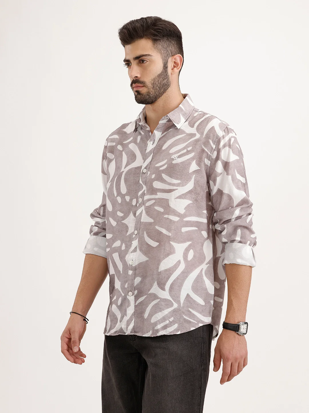Regular Fit AOP Full Sleeve Shirt | Brown - Image 4