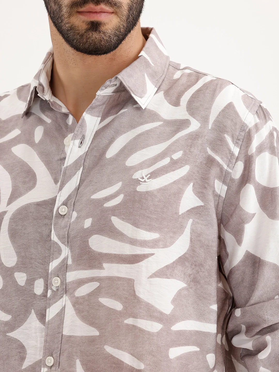 Regular Fit AOP Full Sleeve Shirt | Brown - Image 5
