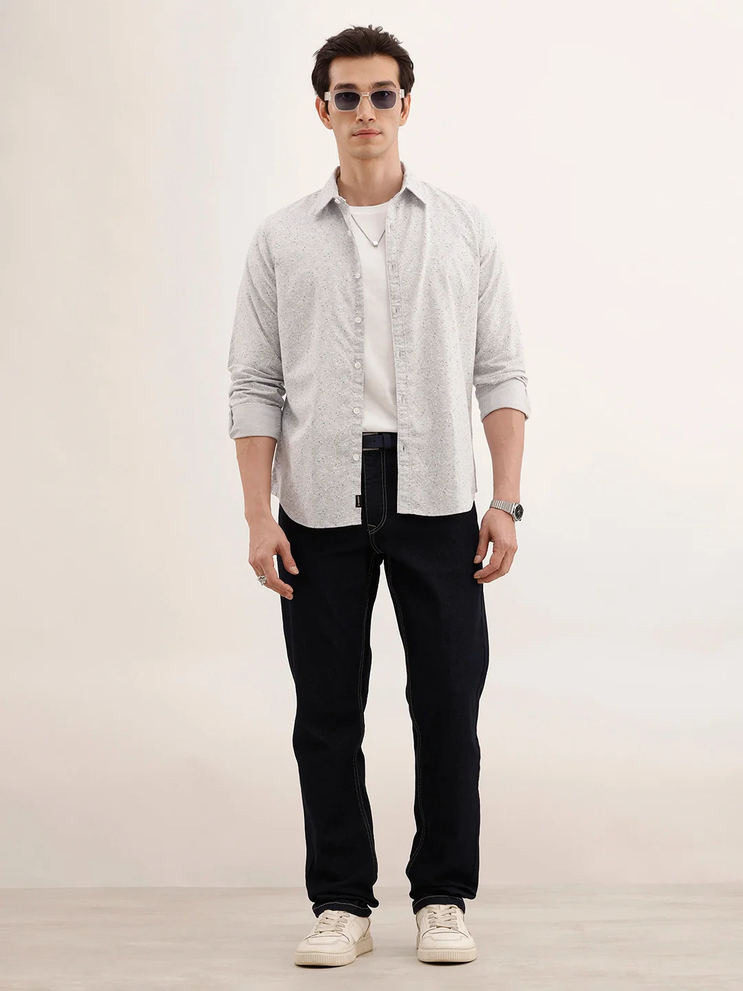 Regular Fit AOP Full Sleeved Shirt | Grey - Image 2