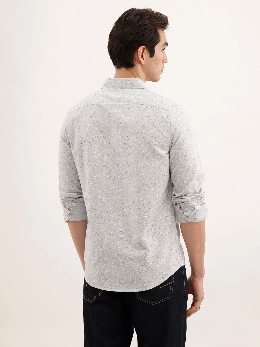 Regular Fit AOP Full Sleeved Shirt | Grey - Image 3