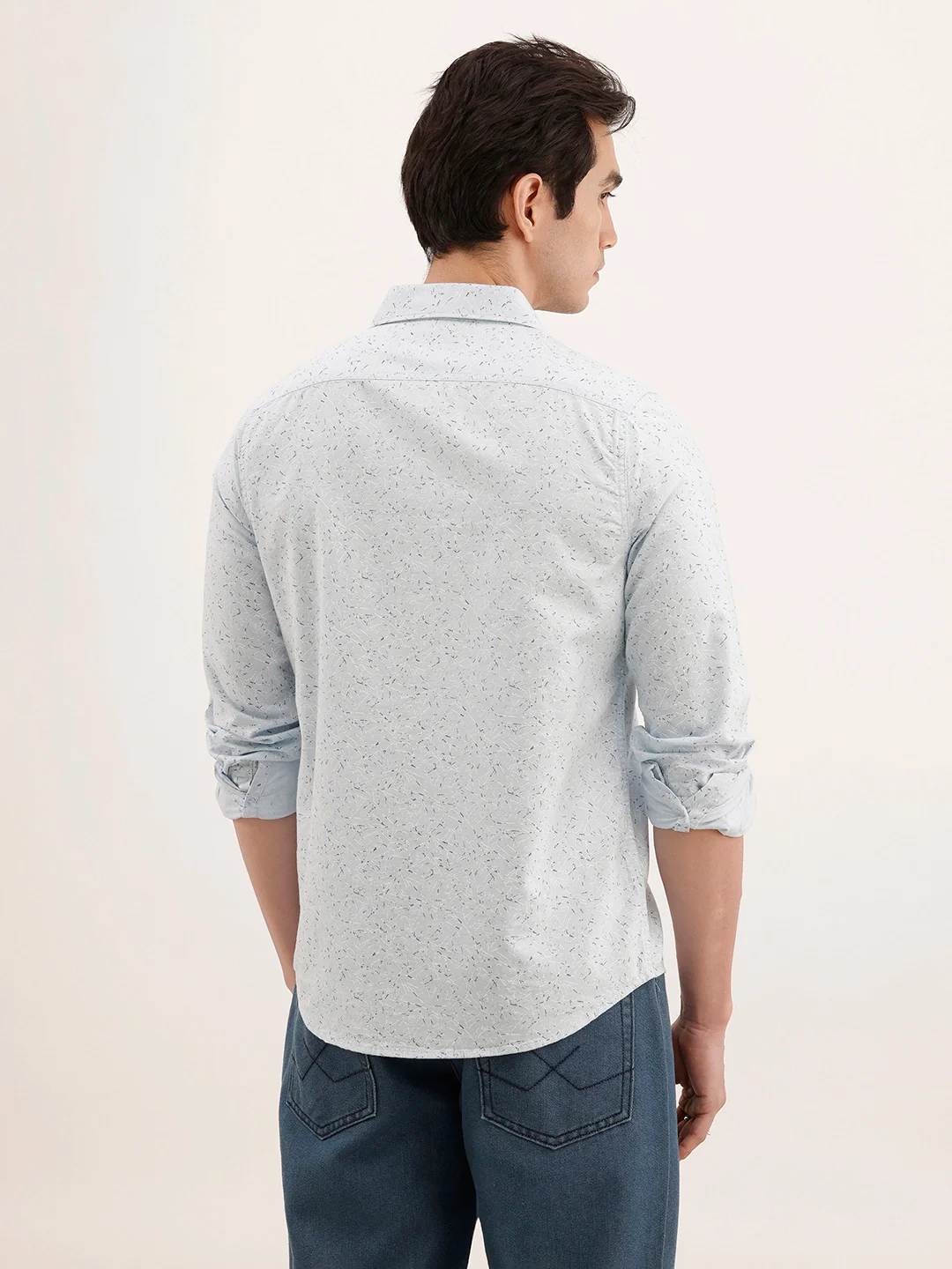 Regular Fit AOP Full Sleeved Shirt | Light Blue - Image 3
