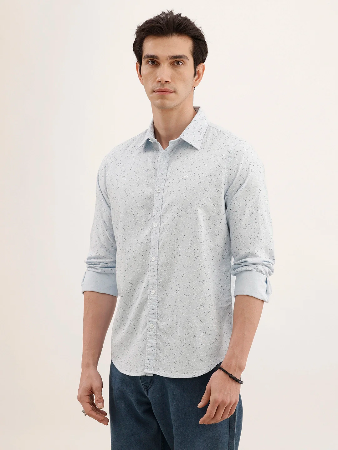 Regular Fit AOP Full Sleeved Shirt | Light Blue - Image 4