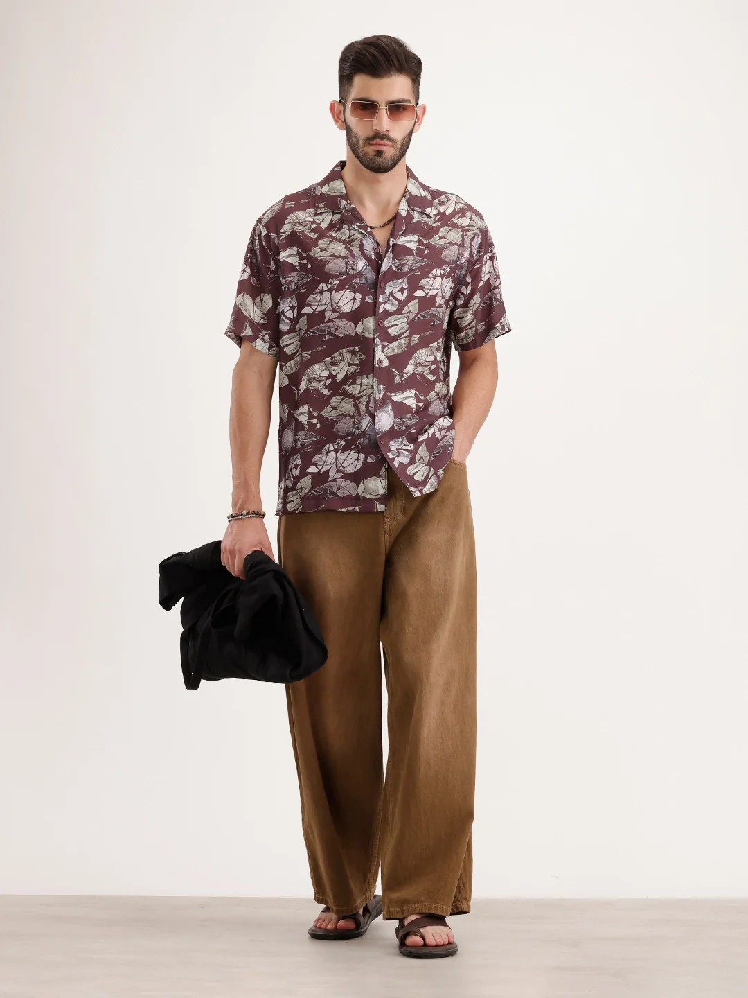 Regular Fit AOP Half Sleeve Shirt | Maroon - Image 2