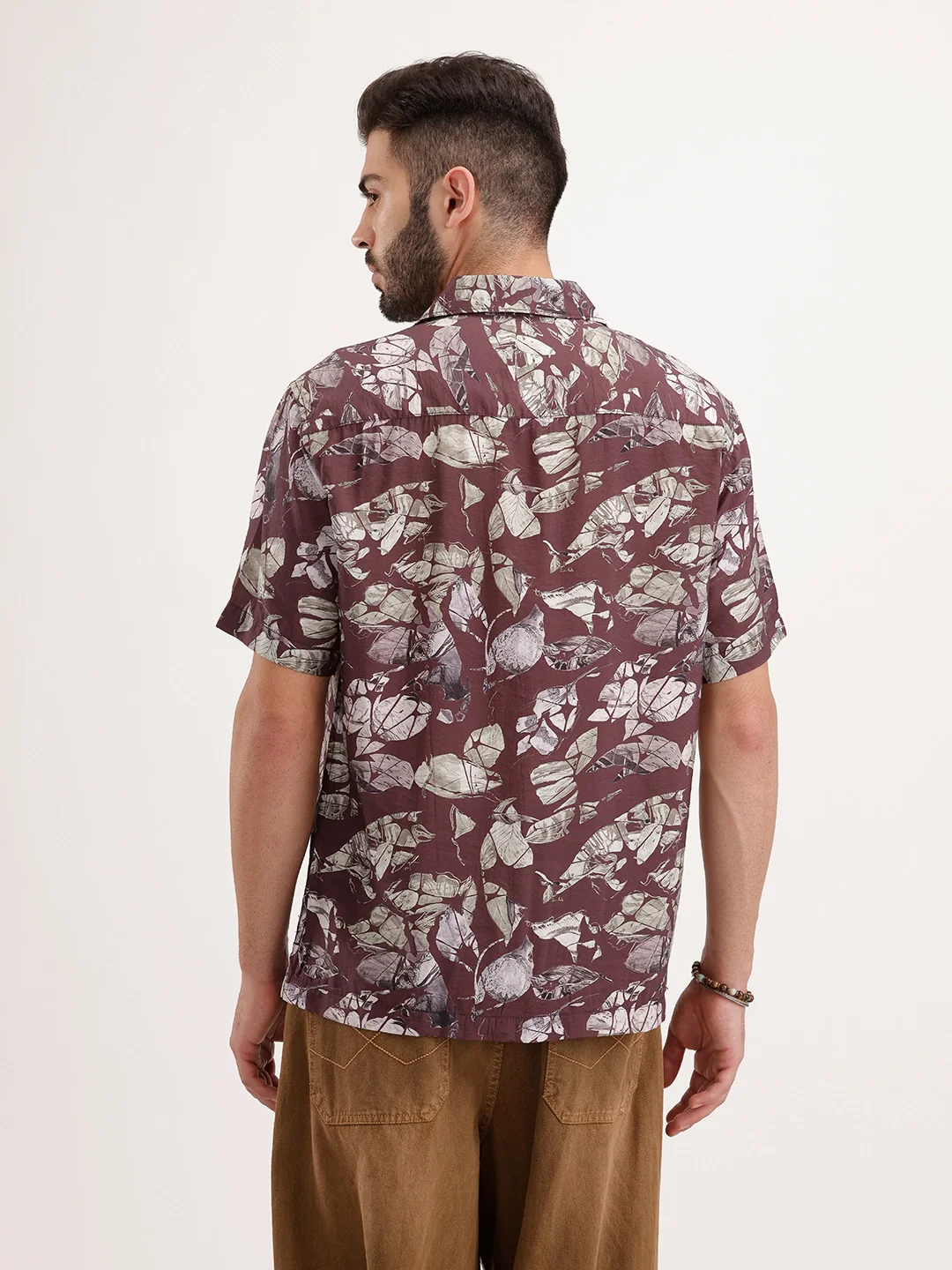 Regular Fit AOP Half Sleeve Shirt | Maroon - Image 3