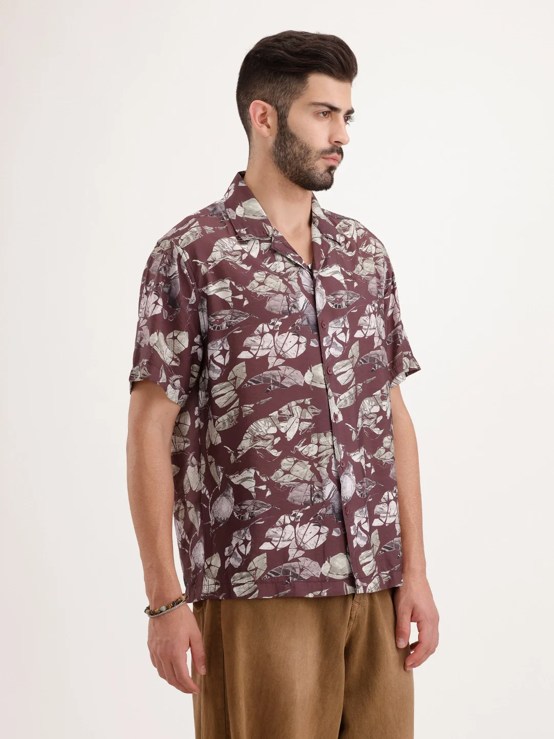 Regular Fit AOP Half Sleeve Shirt | Maroon - Image 4