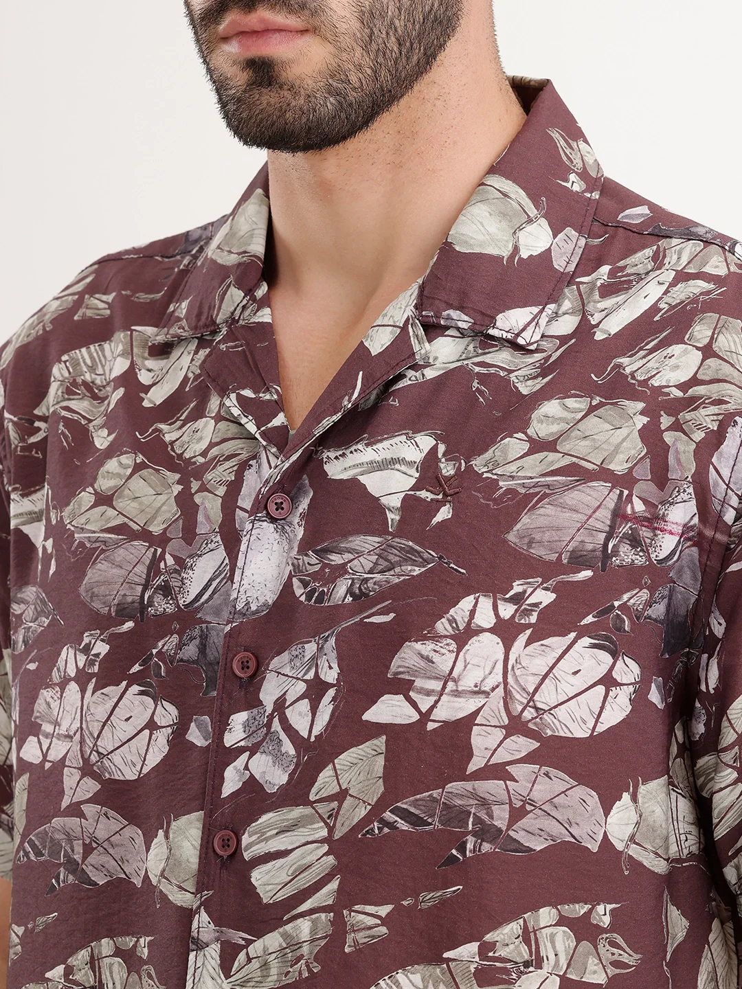Regular Fit AOP Half Sleeve Shirt | Maroon - Image 5