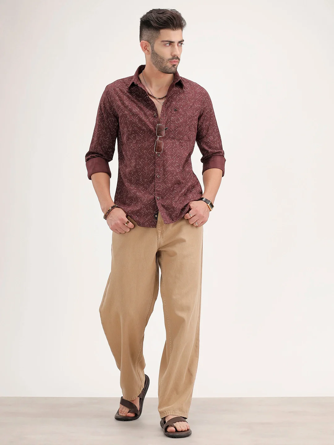 Regular Fit AOP Shirt | Brown - Image 2