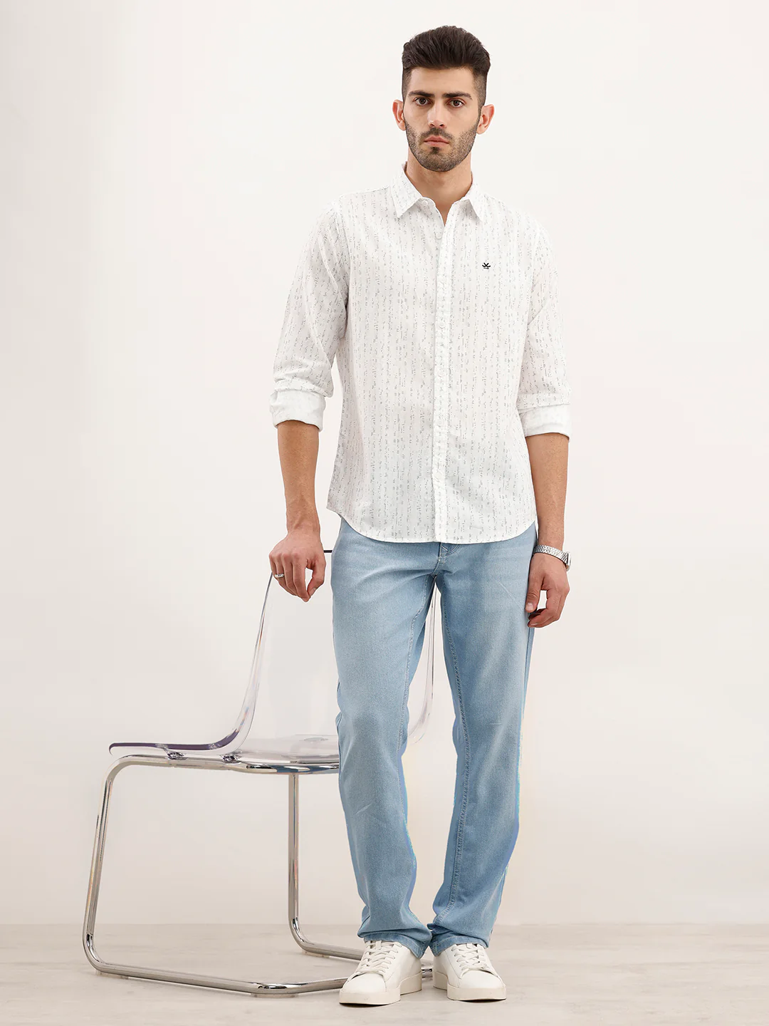 Slim Fit AOP Shirt | White - Image 2