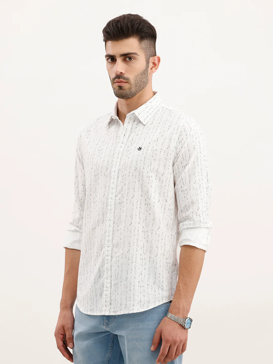 Slim Fit AOP Shirt | White - Image 4