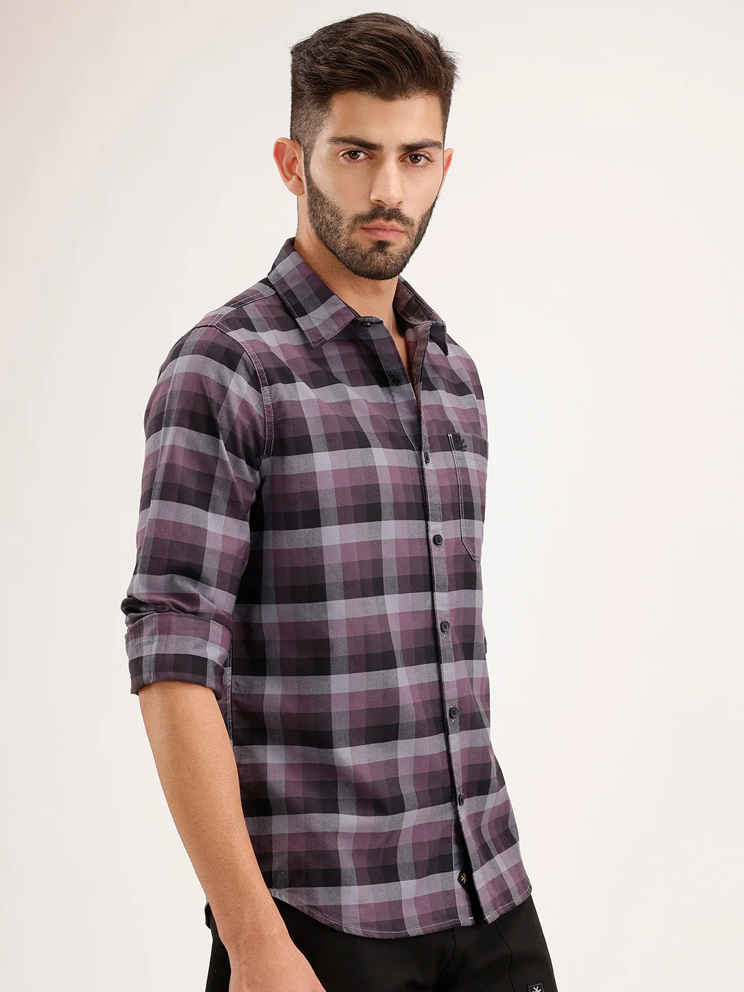 Regular Fit Checkered Shirt | Black - Image 4