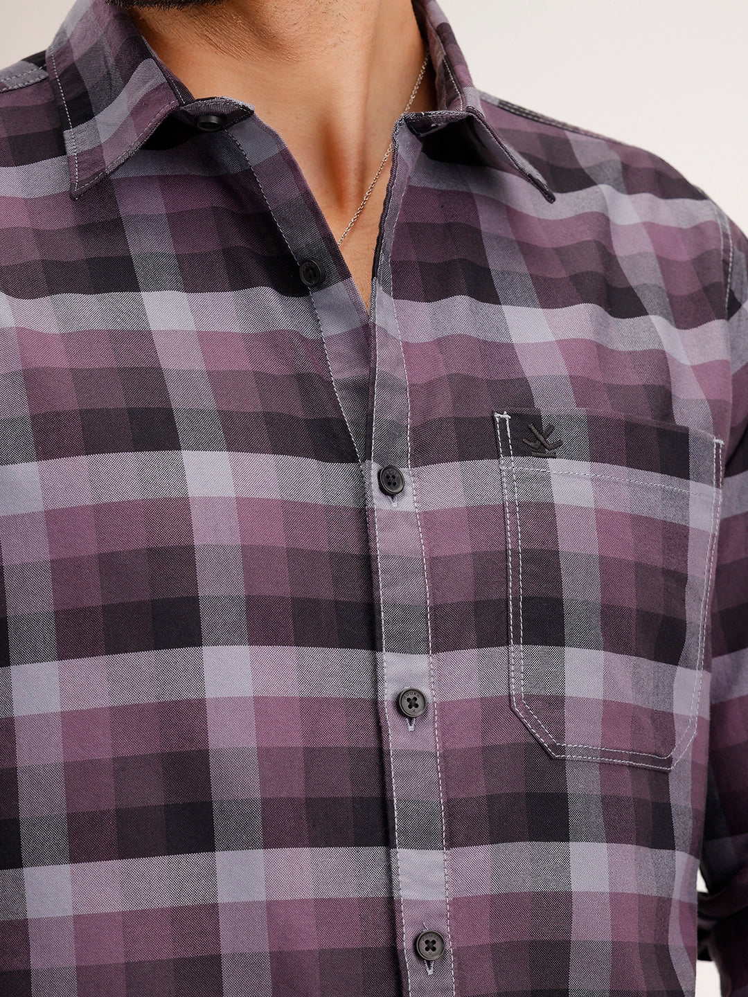 Regular Fit Checkered Shirt | Black - Image 5