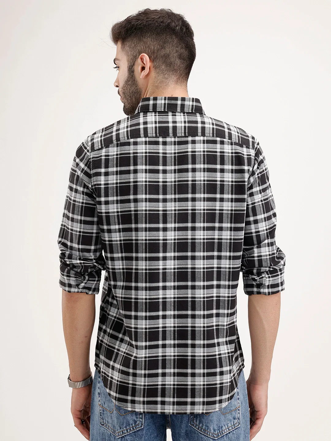 Regular Fit Checkered Shirt | Black - Image 3