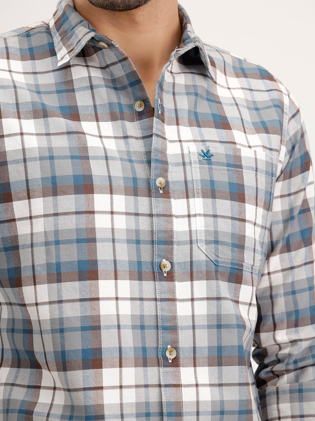 Regular Fit Checkered Shirt | Blue - Image 5