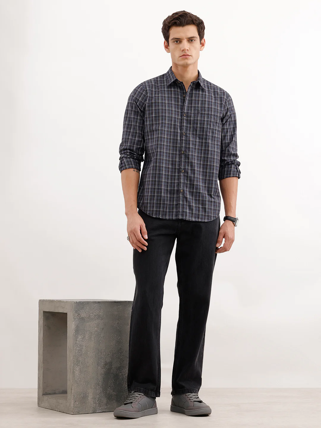 Regular Fit Checkered Shirt  | Blue - Image 2