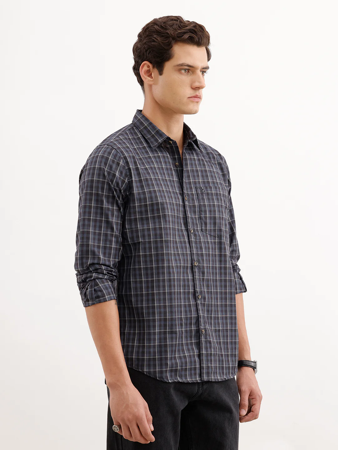Regular Fit Checkered Shirt  | Blue - Image 4