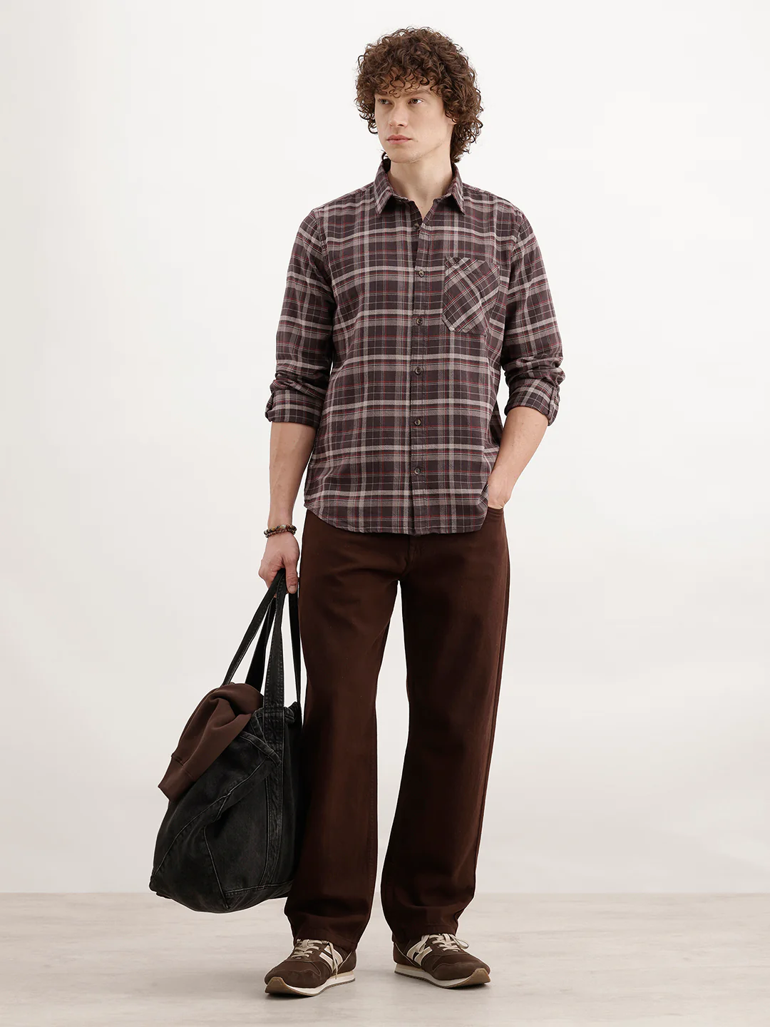 Regular Fit Checkered Shirt  | Brown - Image 2
